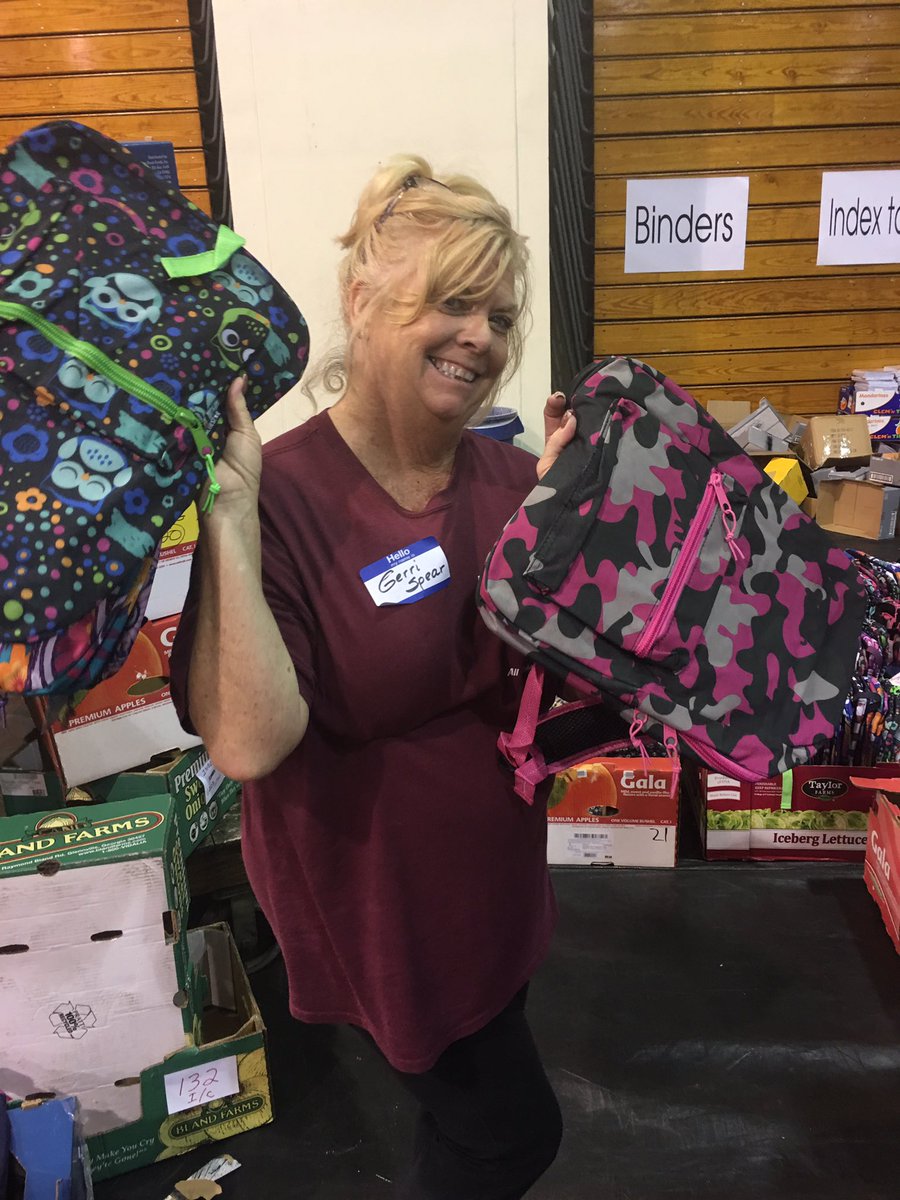 Stuffing backpacks for Marjorie's Hope! What an amazing organization supporting Pasco County scholars in need!  #Backpacks #Gifts