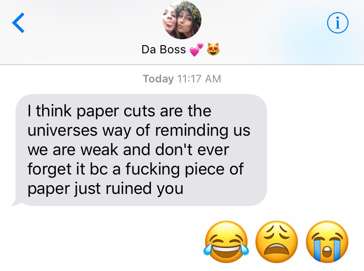 The truth about paper cuts as told by <a href="/bosslian/">Lian</a> one of the many reasons I love her 😂