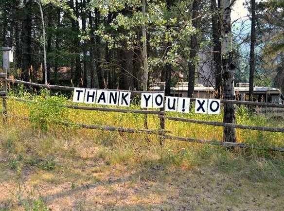BCGovFireInfo's tweet image. We're signing off for the night. This photo was sent to us this week from residents of Monte Lake. We appreciate the kind words of support!