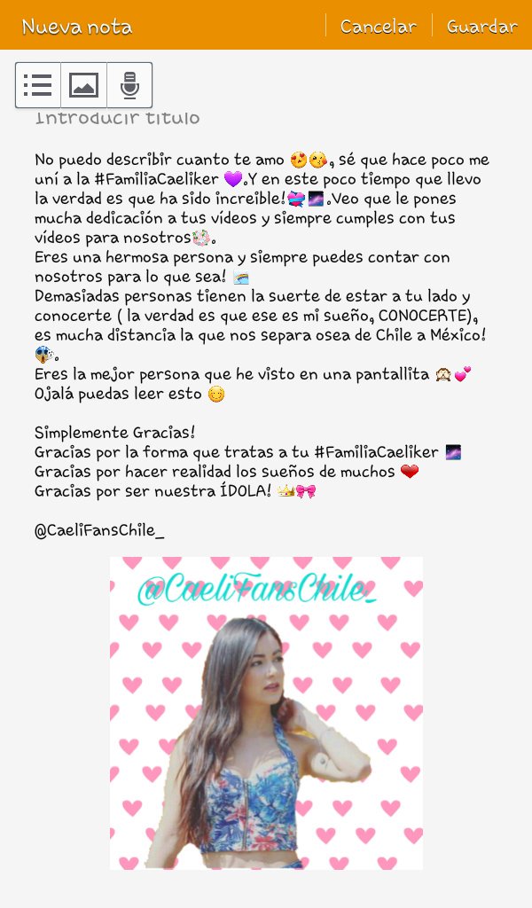 CaeliFansChile_'s tweet photo. Agradecería mucho que me ayudaran a que @CaELiKe lo vea.
Simplemente te amo Caeli!🌌🙈💕💜💖 https://t.co/HJInnjnMAN
