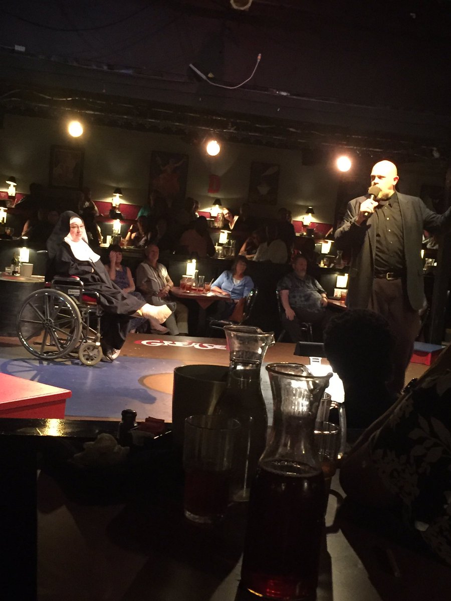MegMcDonaldPR's tweet photo. The reverend mother is injured, but the show must go on! @BarnDinner #barndinner #bdtnunsense https://t.co/dDwkbrEgF0