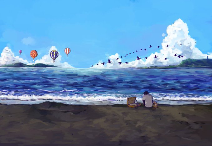「ocean sitting」 illustration images(Latest)｜14pages