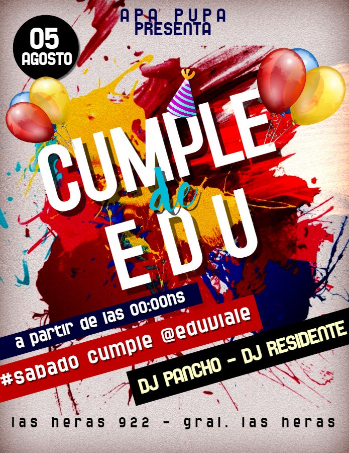 ApaPupaRestoBar's tweet photo. #DJPANCHO #DJRESIDENTE #CUMPLEDEEDU #NOCHEDEAMIGOS #APACUMPLES #LEOCAMTEQUEREMOS #CEG @eduarditoviale https://t.co/AKyFdaOIEK
