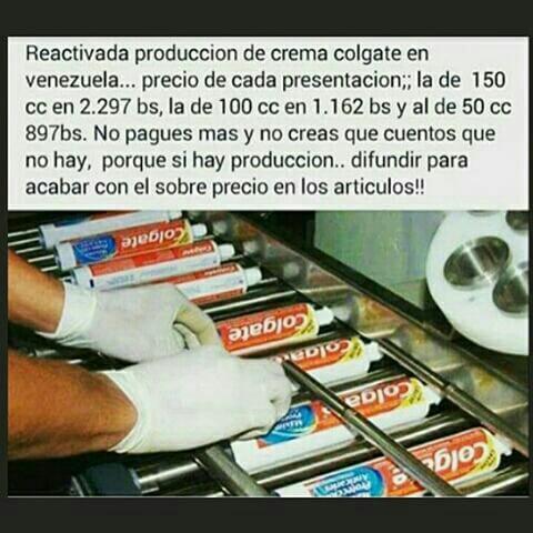 MJRobertSerraSF's tweet photo. Iniciado nuevamente la produción de C.D Colgate en todas sus presentaciones y tamaños en Venezuela Ojo con su nuevos precios ni más ni menos https://t.co/bTASPD2hjH