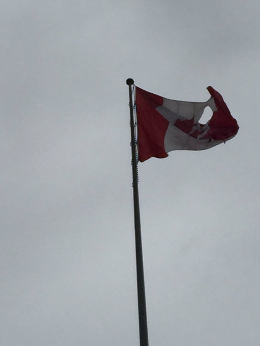#Calgary #canada150 and our flag is old and torn :(