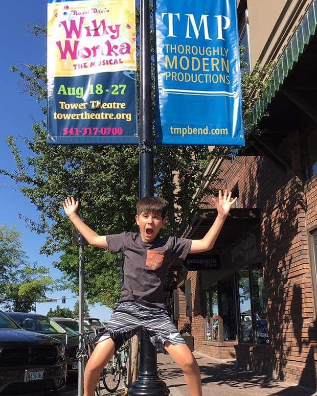 tmpbendor's tweet image. Congrats to Gavin F, the winner of our selfie with "Willy Wonka" banner contest! Visit tmpbend.com for info. #inBend #BendOregon