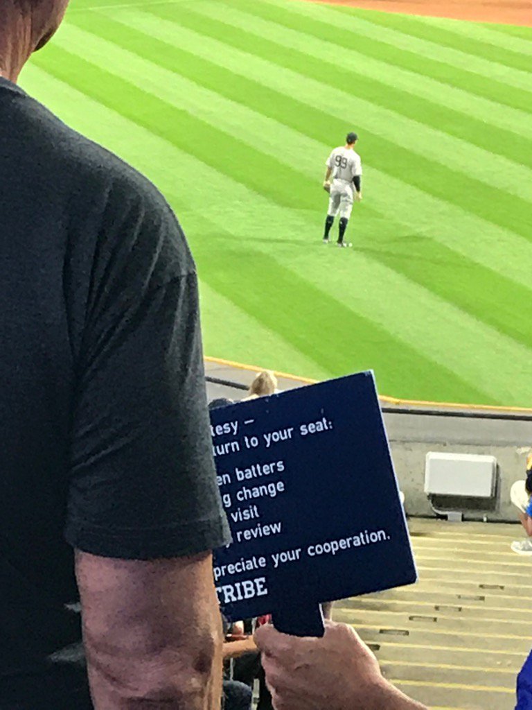 johnk717's tweet photo. Aaron Judge in right field!! All rise!!! https://t.co/FR6xxdBHF7