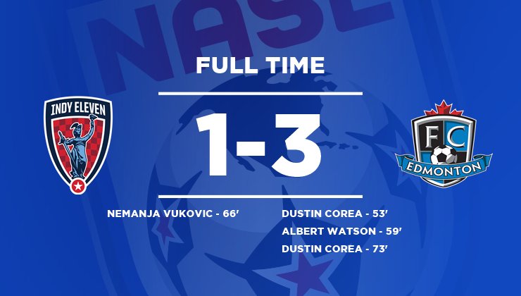 naslofficial's tweet photo. Three goals for @FCEdmontonNow leads to three points on the road against @IndyEleven. #INDvFCE https://t.co/RItuaAUYXn