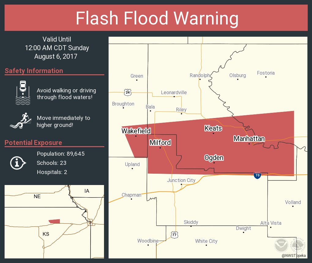 Flash Flood Warning including Manhattan KS, Ogden KS, Wakefield KS
