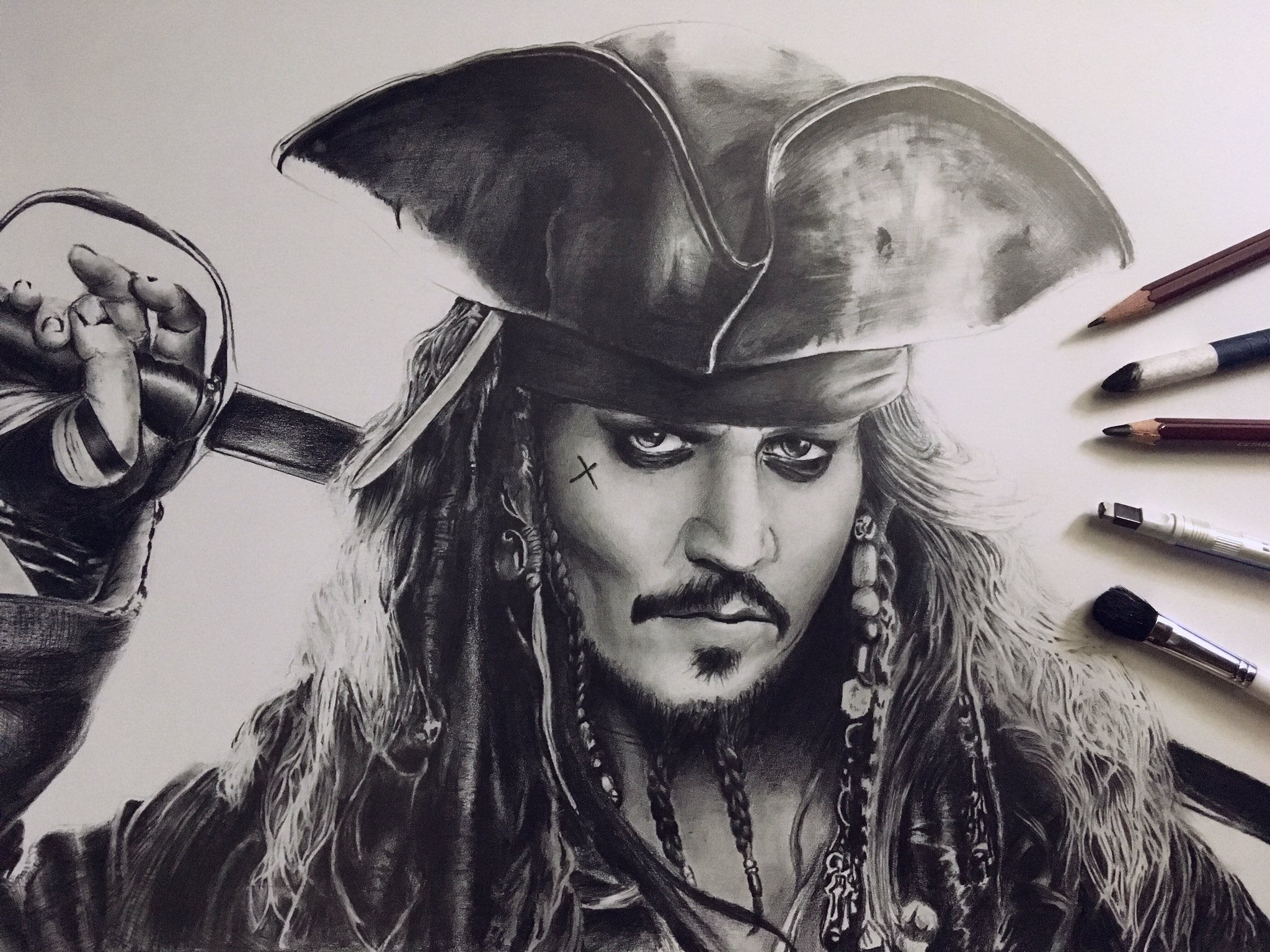 TAKASHI「ジャック・スパロウ」鉛筆画 ジャック・スパロウ 鉛筆画 TAKASHI Yoshihiro on X: 