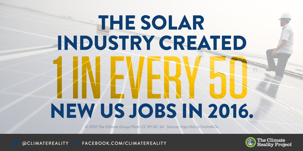 ClimateReality's tweet photo. The forecast for green jobs is sunnier than ever! We don’t have to choose between good jobs and a healthy planet https://t.co/baJVWufCyJ https://t.co/nujkaBW9hN