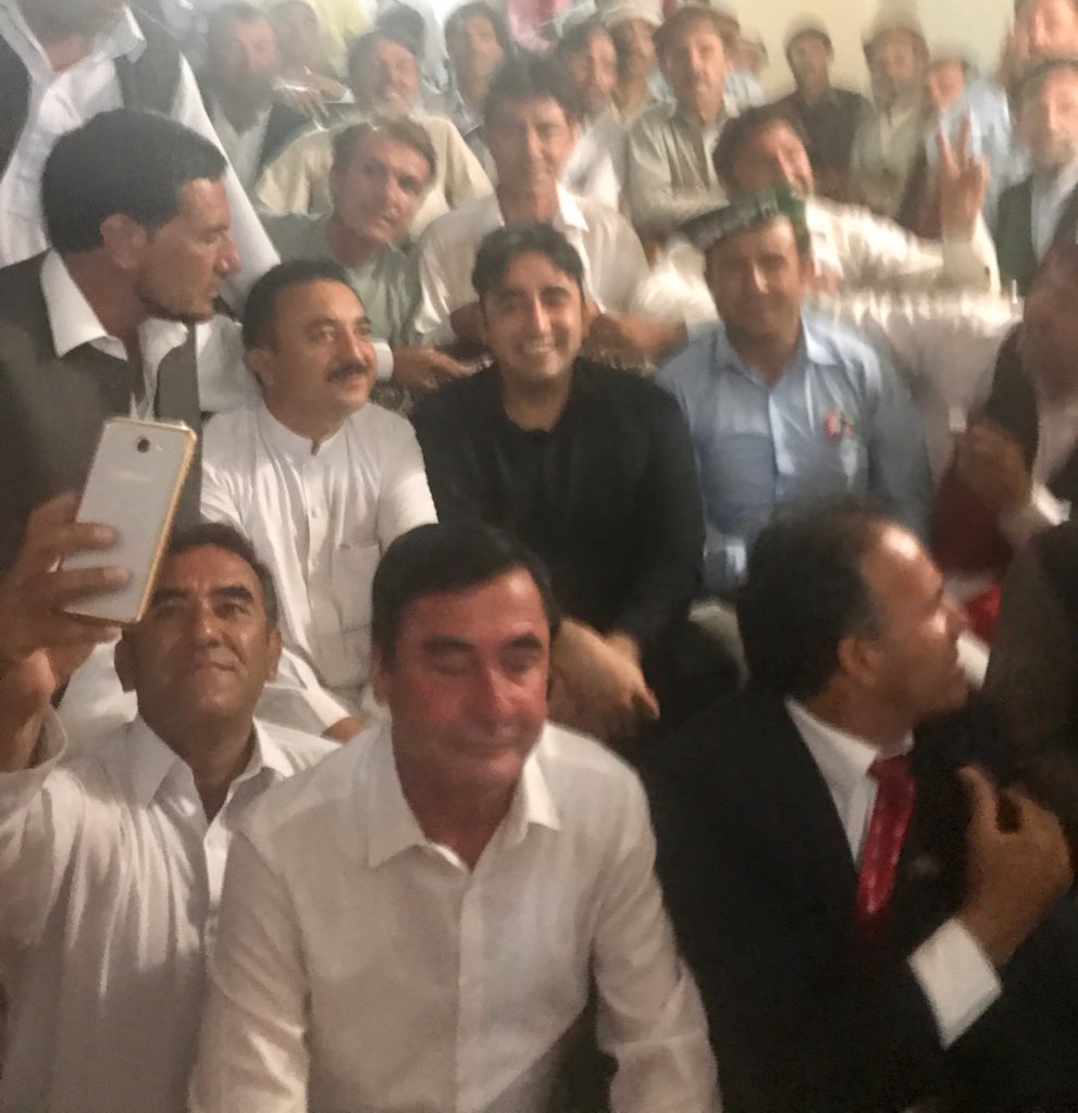 sherryrehman's tweet photo. Mingling with the party workers on the ground like his iconic mother SMBB, #PPP chairman @BBhuttoZardari in #Chitral #PPPonthemove https://t.co/kRY4lDYTYn