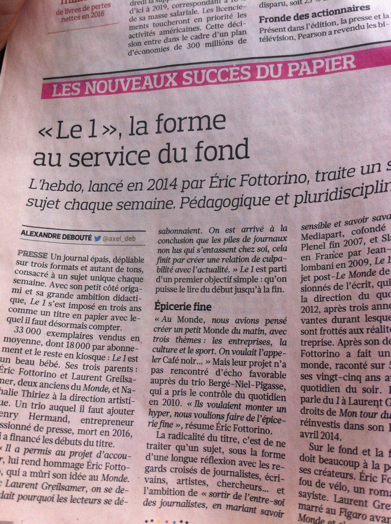 ericfotto's tweet photo. Origami didactique et pluridisciplinaire, Le 1 s'est imposé comme un titre avec lequel il faut compter.@Le_Figaro https://t.co/GYdOngNggv
