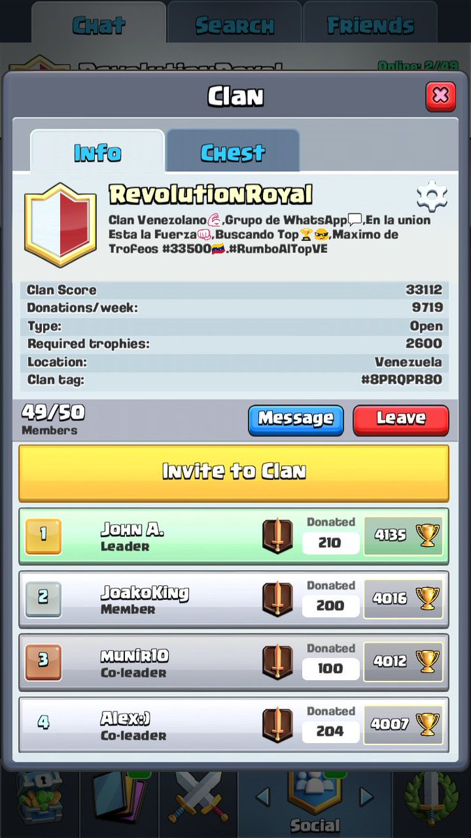 RevolutionRoyaI's tweet photo. Únanse Clan buscando Top👌,Mínimo 2800 🏆,Tenemos team competitivo interesados al MD,#GoRevolutionR https://t.co/sDzdokuB26