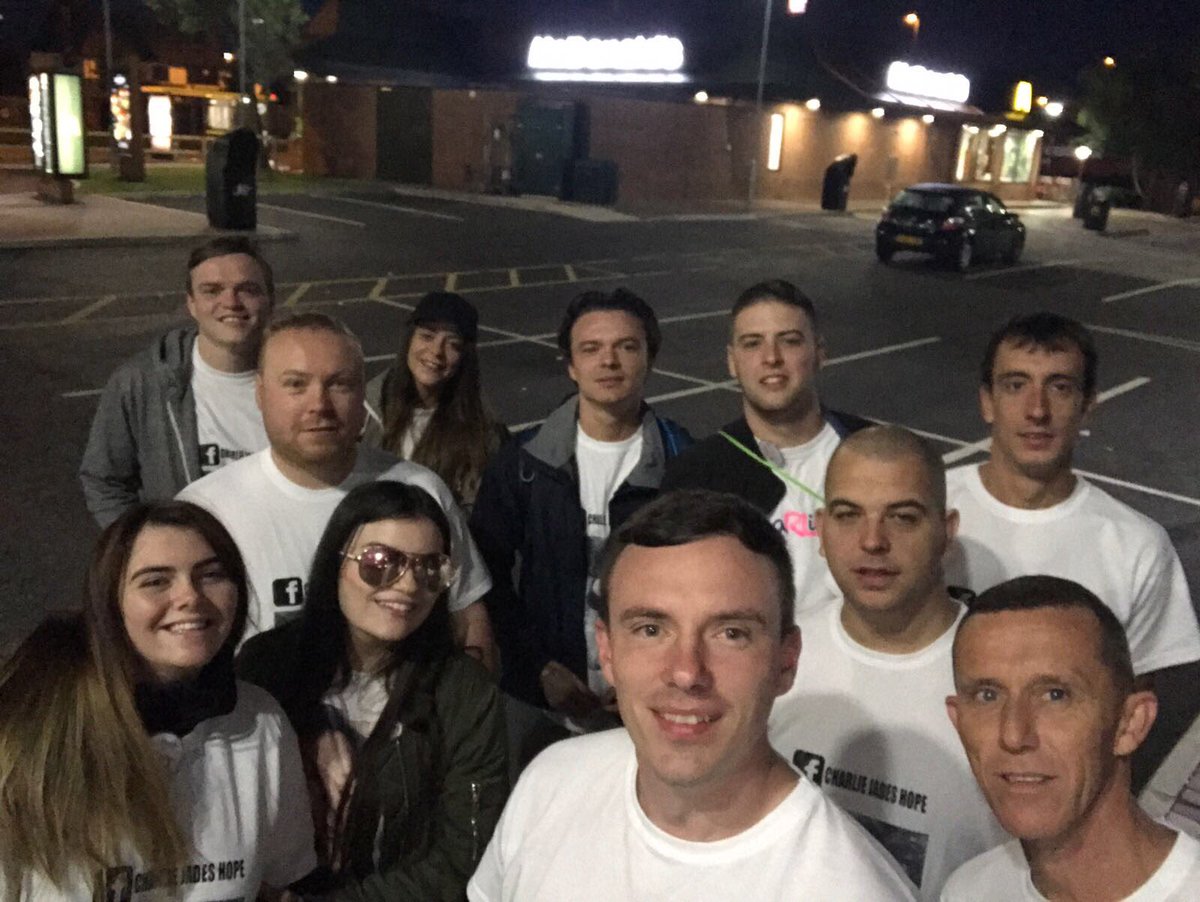 9 of us walking from Liverpool to Blackpool in honour of Charlie. #charlieshope #liverpooltoblackpool
