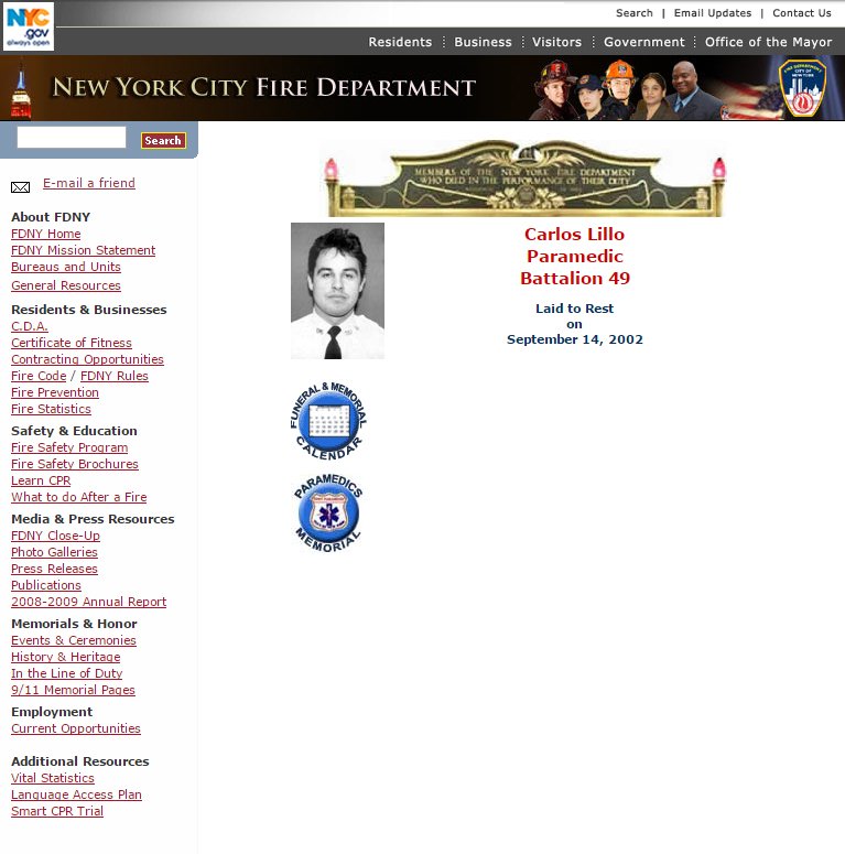 NYCEMSwatch's tweet photo. Once upon a time FDNY had a memorial page for the FDNY Firefighters &amp; Paramedics who died on 9/11. They took it down as they don't care. https://t.co/UvsEoG2zZ9
