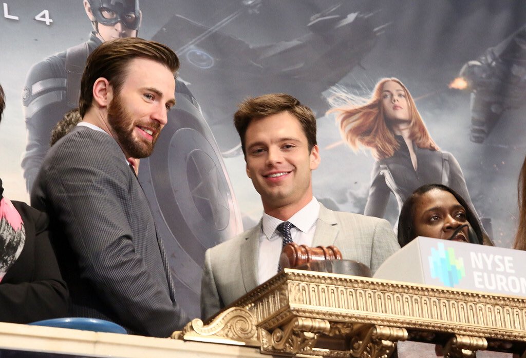 CEvansNews's tweet photo. #SebstantialSunday CA: The Winter Soldier Stars, Chris Evans and Sebastian Stan Ring the NYSE Opening Bell https://t.co/BMm05VAooz https://t.co/MVzKu31Cmh