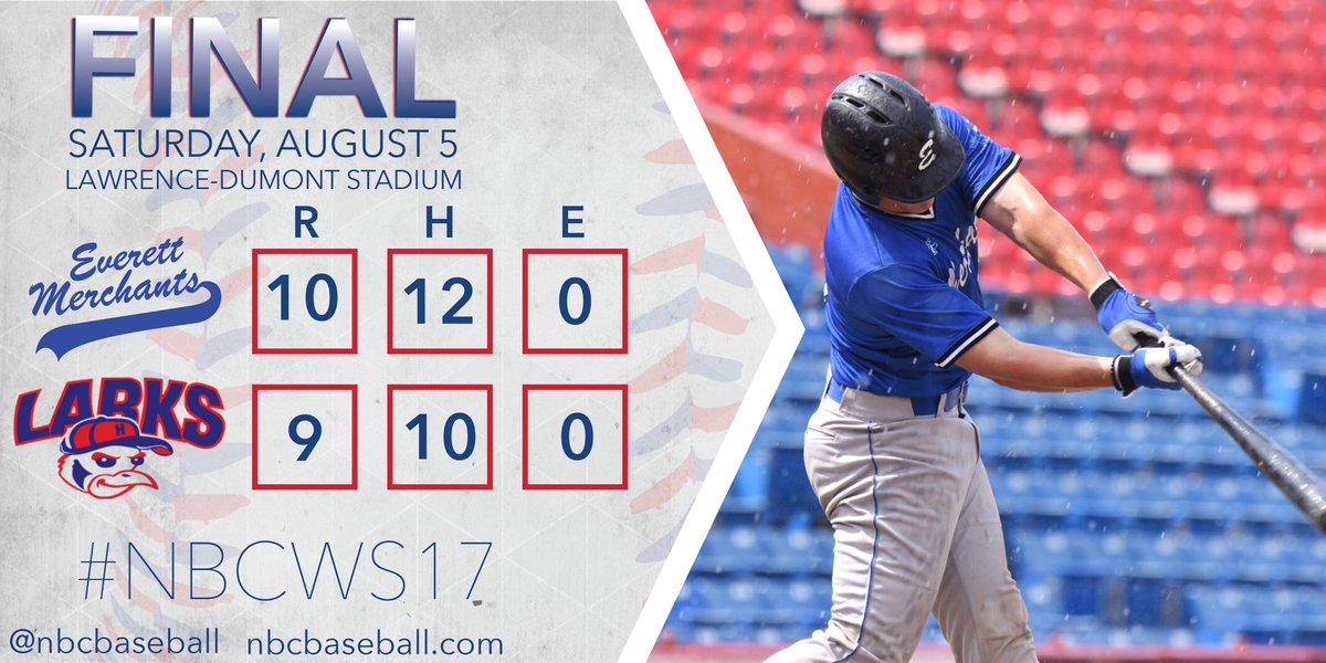 NBCBaseball's tweet photo. Good fight tonight from both teams. Everett Merchants come out with the win and are moving on to the finals #NBCWS17 https://t.co/gHEe0iqzCV