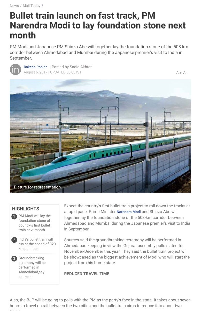 SWRRLY's tweet photo. #PM #Modi will lay the foundation stone of #country's first #bullettrain next month
@sureshpprabhu @RailMinIndia @GMSWR #MissionRailDev https://t.co/p49XpW8qLe