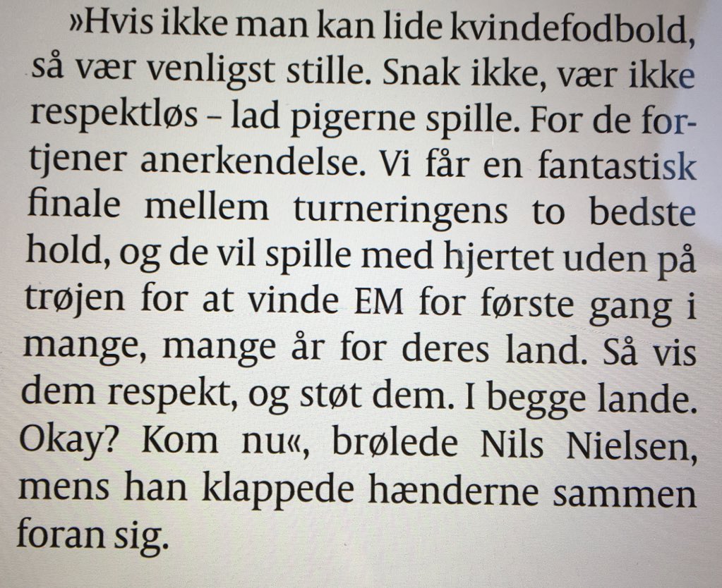 lykkefriis's tweet photo. Dagens citat. Landstræner Nils Nielsen unplugged om #kvindefodbold #emfinalen @DBUfodbold https://t.co/L9ZlofhMOq