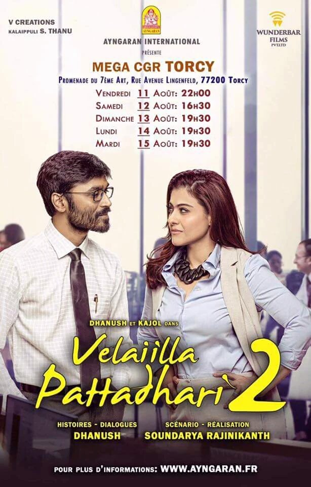 kollywoodtimes's tweet photo. #VIP2 France Showtimes
@AyngaranIntl #5DaysToGoForVip2 #VIP2FromAugust11th @dhanushkraja @KajolAtUN @soundaryaarajni https://t.co/OdEaeQZI1R