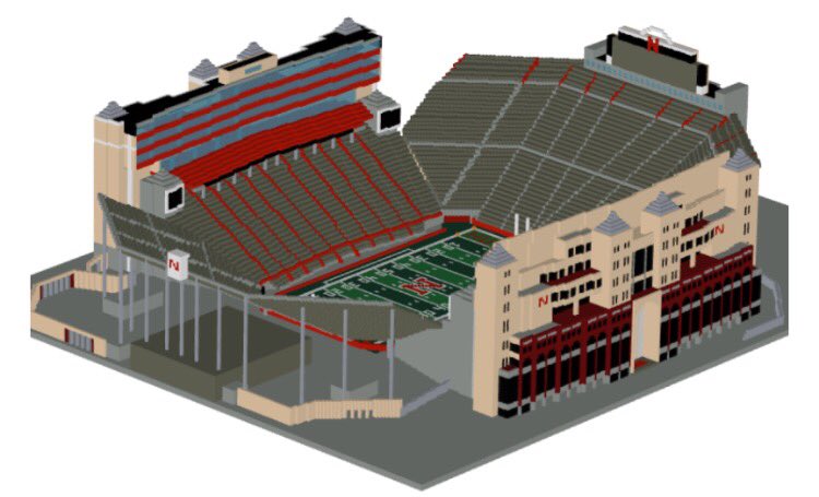 A pixeled football stadium