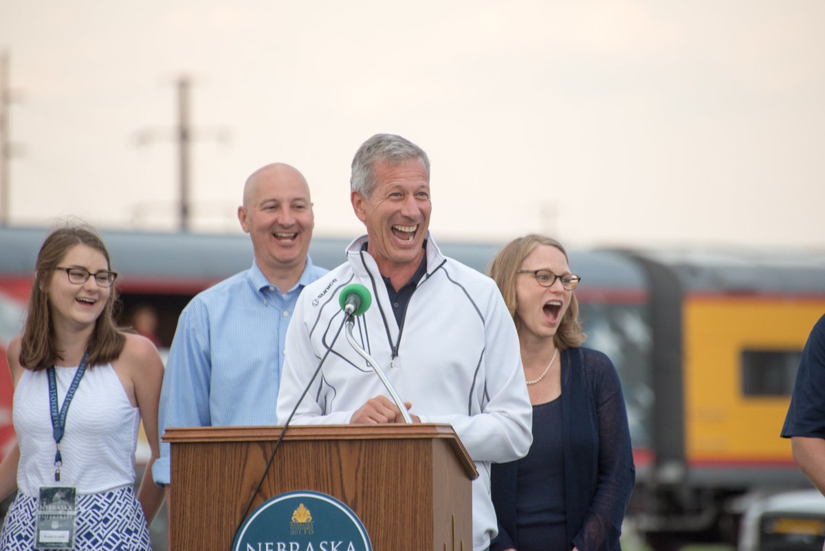 nebimpact's tweet photo. We had a great time in Gering at the #NE150Express rally yesterday! @GovRicketts @UnionPacific https://t.co/rVTF5WyMlf
