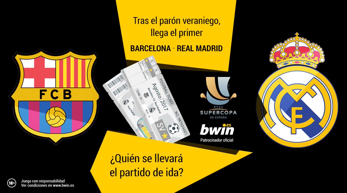bwin_es's tweet photo. SORTEO DIARIO: 1 ENTRADA DOBLE para ver el #Barça - #RealMadrid
Síguenos y haz RT
#SUPERCOPADEESPAÑA
T&amp;C: https://t.co/MAKYvlIxjJ https://t.co/FIXsMxJzeG