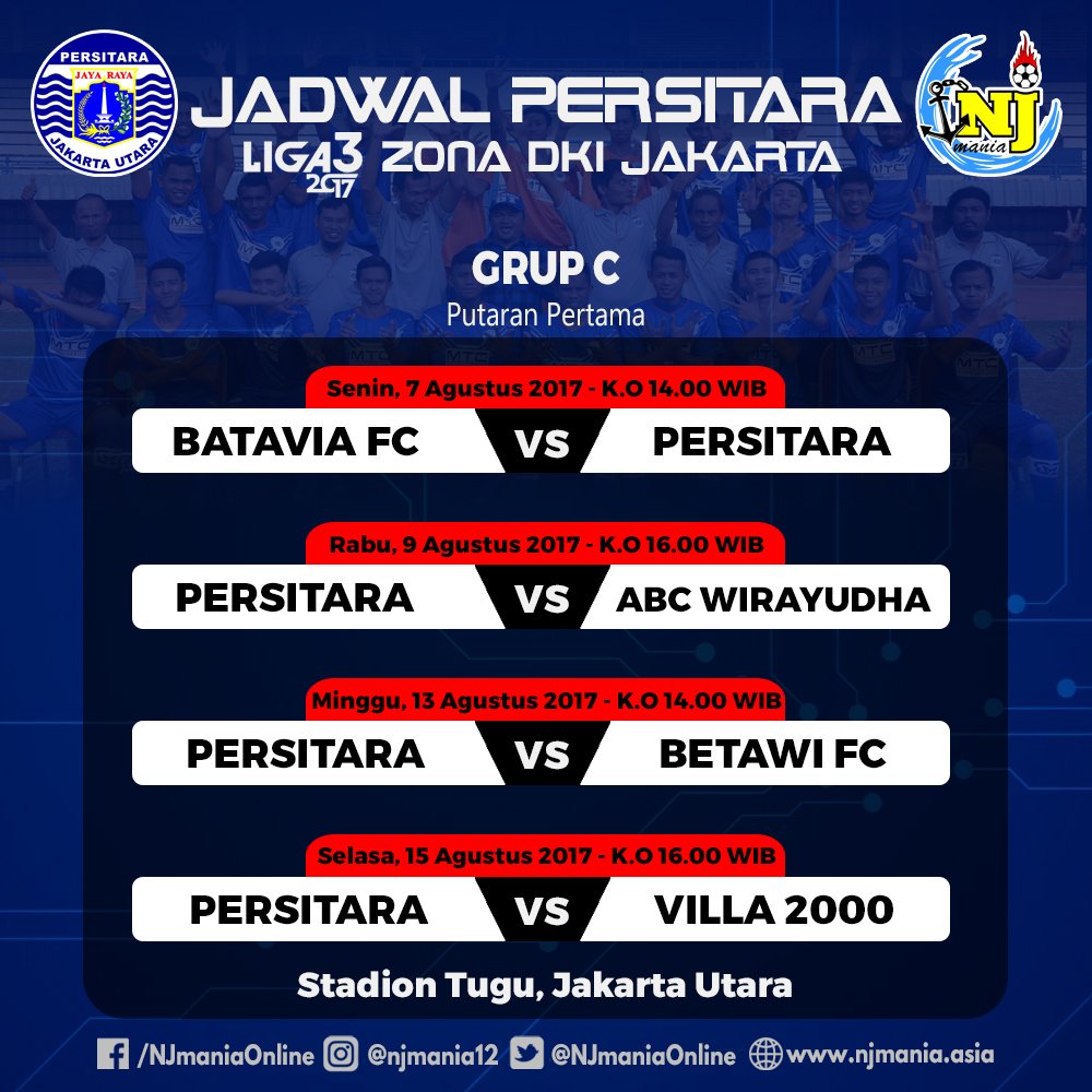 JADWAL PERSITARA GRUP C LIGA 3 ZONA DKI JAKARTA