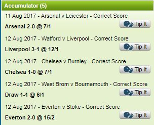 TodayFootyTips's tweet photo. If this bet wins, we'll pick 1 person who FOLLOWS &amp; RTs &amp; they'll #Win £2,500! (18+ only, ends 11/08/17 at midnight BST) #TFTips #Free #Comp https://t.co/bEOJWUh9iZ