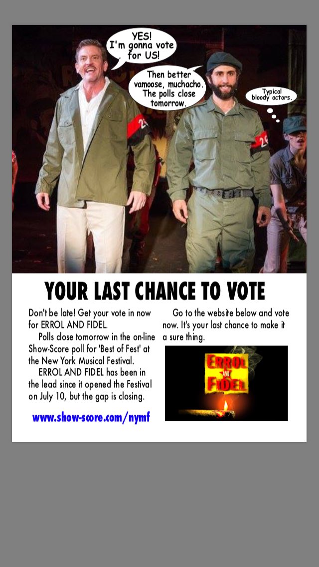 ErrolandFidel's tweet photo. Please vote for us to win best of fest! Just 1 day to go. Link in bio #errolandfidelnymf #errolandfidelthemusical #musicaltheatre @NYMF https://t.co/0cL48cFOWc