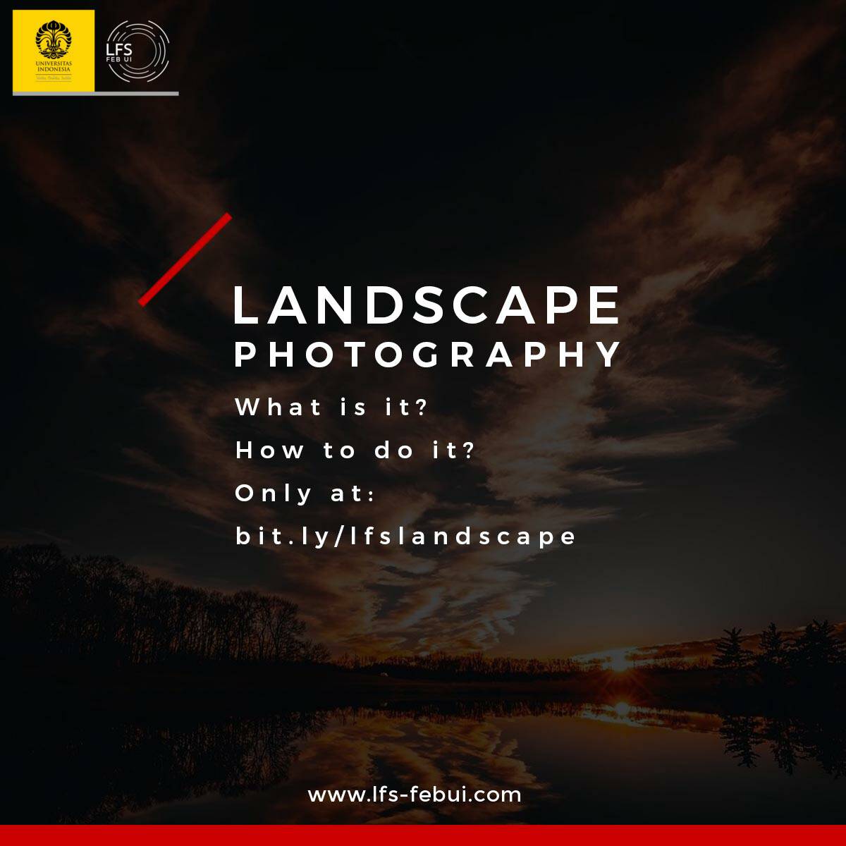 LFS FEB UI mempunyai tips untuk memotret pemandangan cantik yang kalian lihat! bit.ly/lfslandscape

LFS FEB UI
Capturing the Moment