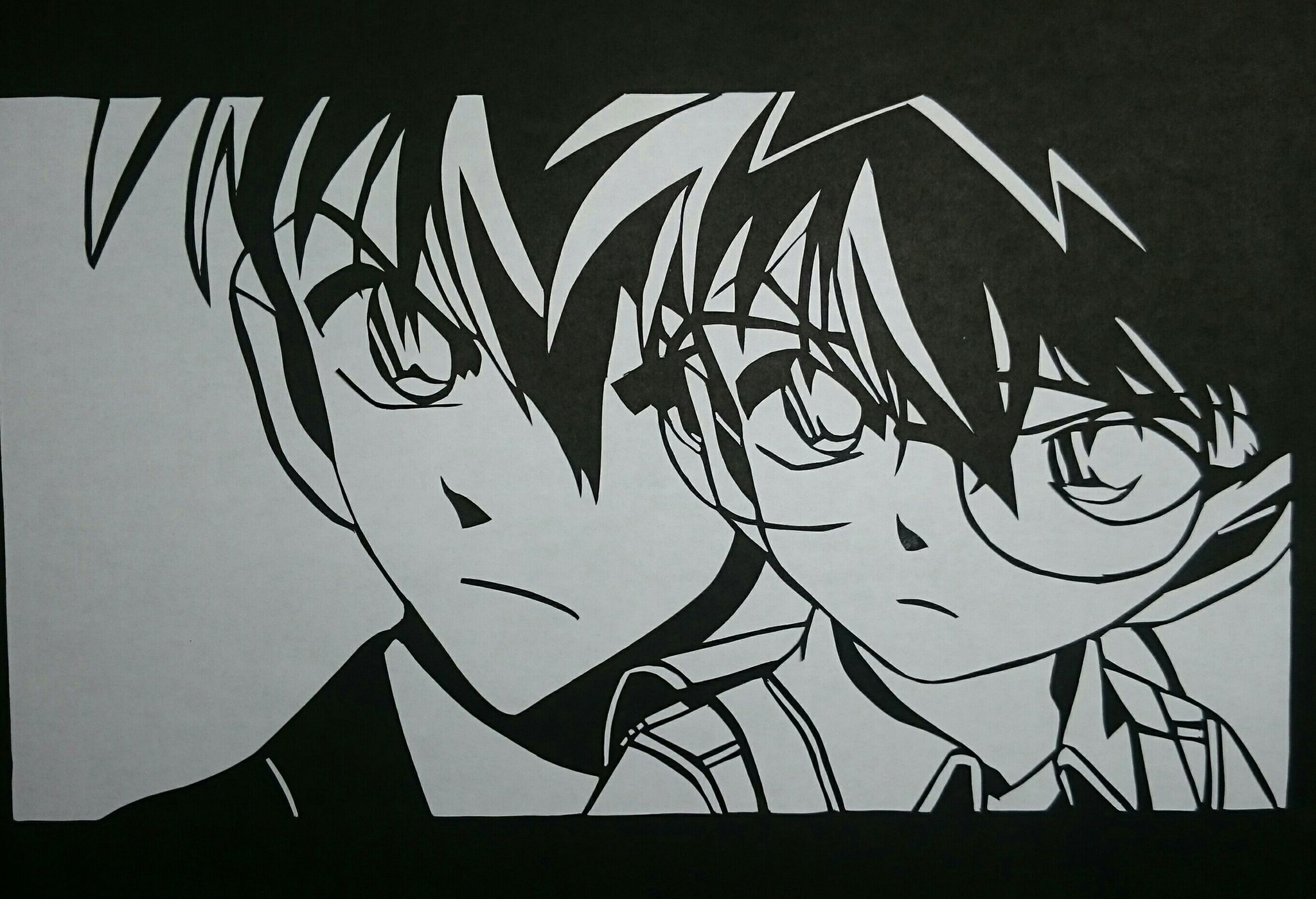 Junjun 切り絵 工藤新一 コナン スピード切り絵やってみた 出来は気にせずとにかくスピードを意識してやってみた 切って張り付けまでで31分23秒 くっそー もーちょいで30分きれたのにー 切り絵