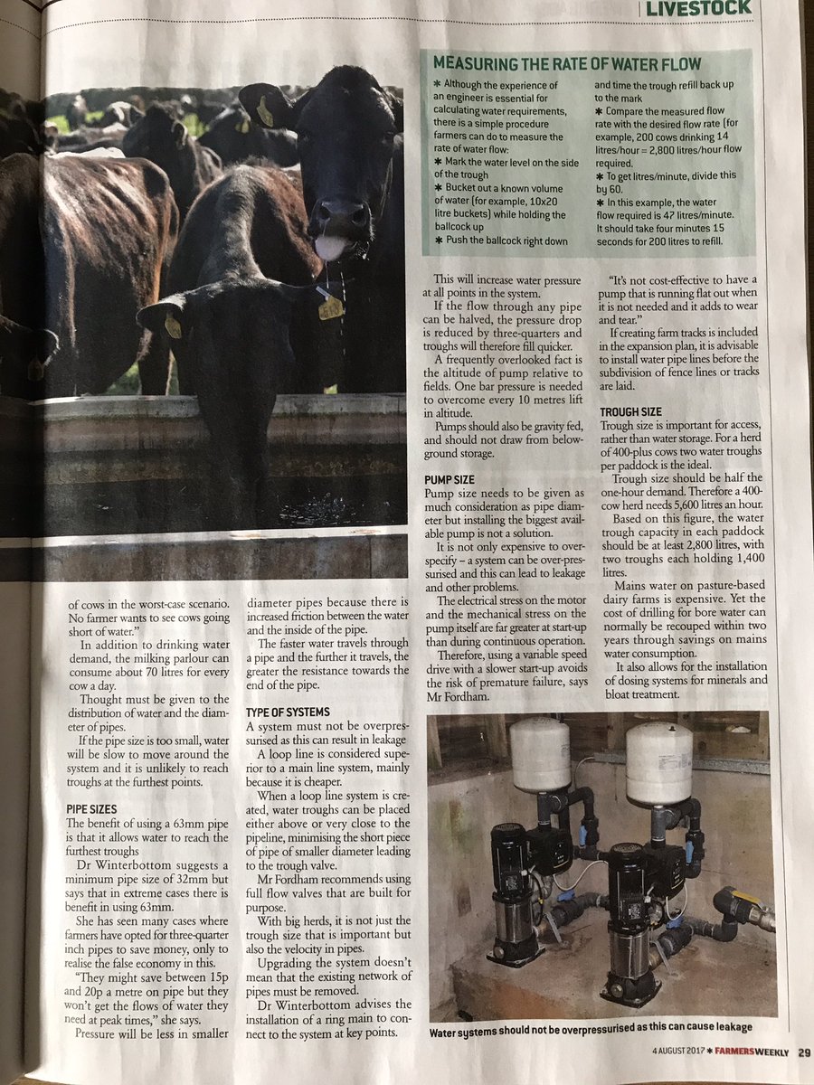 CERES_AG's tweet photo. Good article on the importance of water in this weeks @FarmersWeekly. Nationwide installation of stock water systems if you need an upgrade. https://t.co/fnk11Zaijr