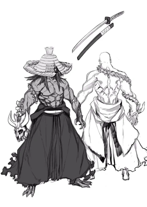 昼にお目見えした絵を描くのに自分用につくった遡行軍覚え描き 個人的なものなので公式設定とは関係ありません。 
