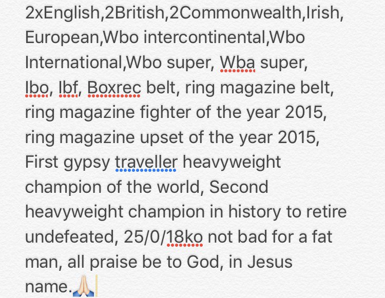 Tyson_Fury's tweet image. My history in boxing 🥊 didn't do that bad, blessed by Jesus.