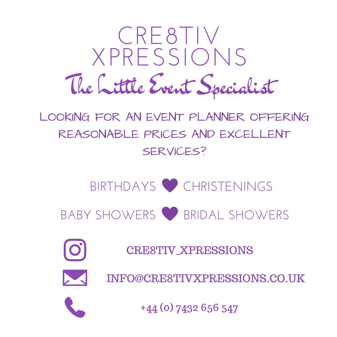 Cre8tivXpressi1's tweet photo. Afternoon Tweeps ..#EventProfs #Events #Party #Birthdays #Christenings #BridalShowers #BabyShowers #EventPlannerUK https://t.co/S1DwirryU8