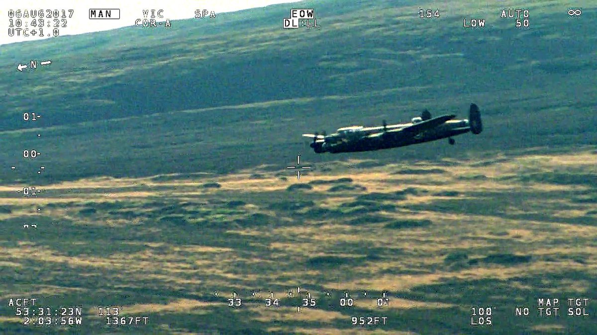 NPASNorthWest's tweet photo. Attending incident in Manchester and got this amazing view of a WWII Lancaster Bomber crossing our flightpath. https://t.co/9hPJ31kOo2