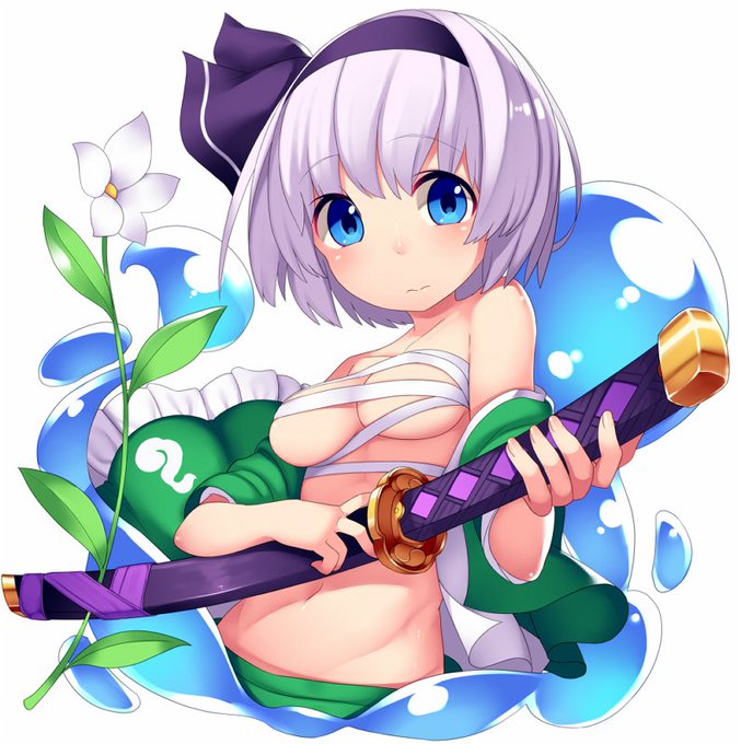 リムさん(@rimu_842 )の痛バイク用に描かせて頂いたさらし妖夢ちゃんですよ。こんなのも描きますって事で一つ 