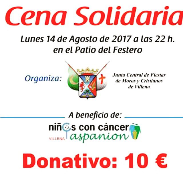 Cena solidaria de la @JCF_Villena a beneficio de #Aspanion #villena #morosycristianos #fiestasvillena
