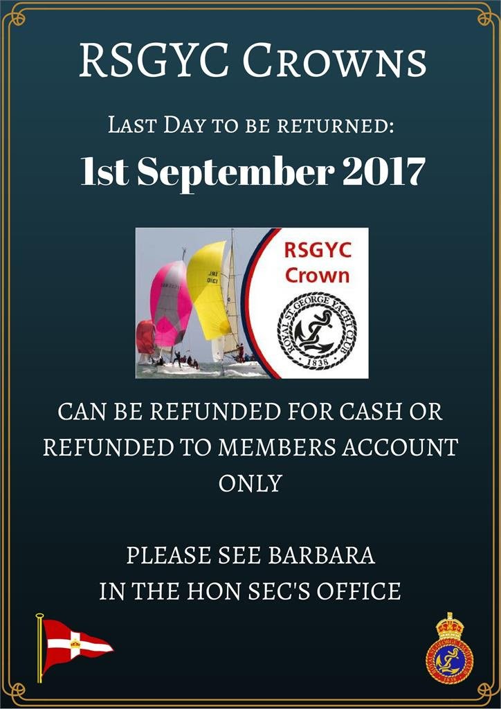 dlregatta's tweet photo. Do you have any @RSGYC Crowns left after #VDLR2017? Redeem them before 1st September from the club! https://t.co/ZB7cHFBHpA