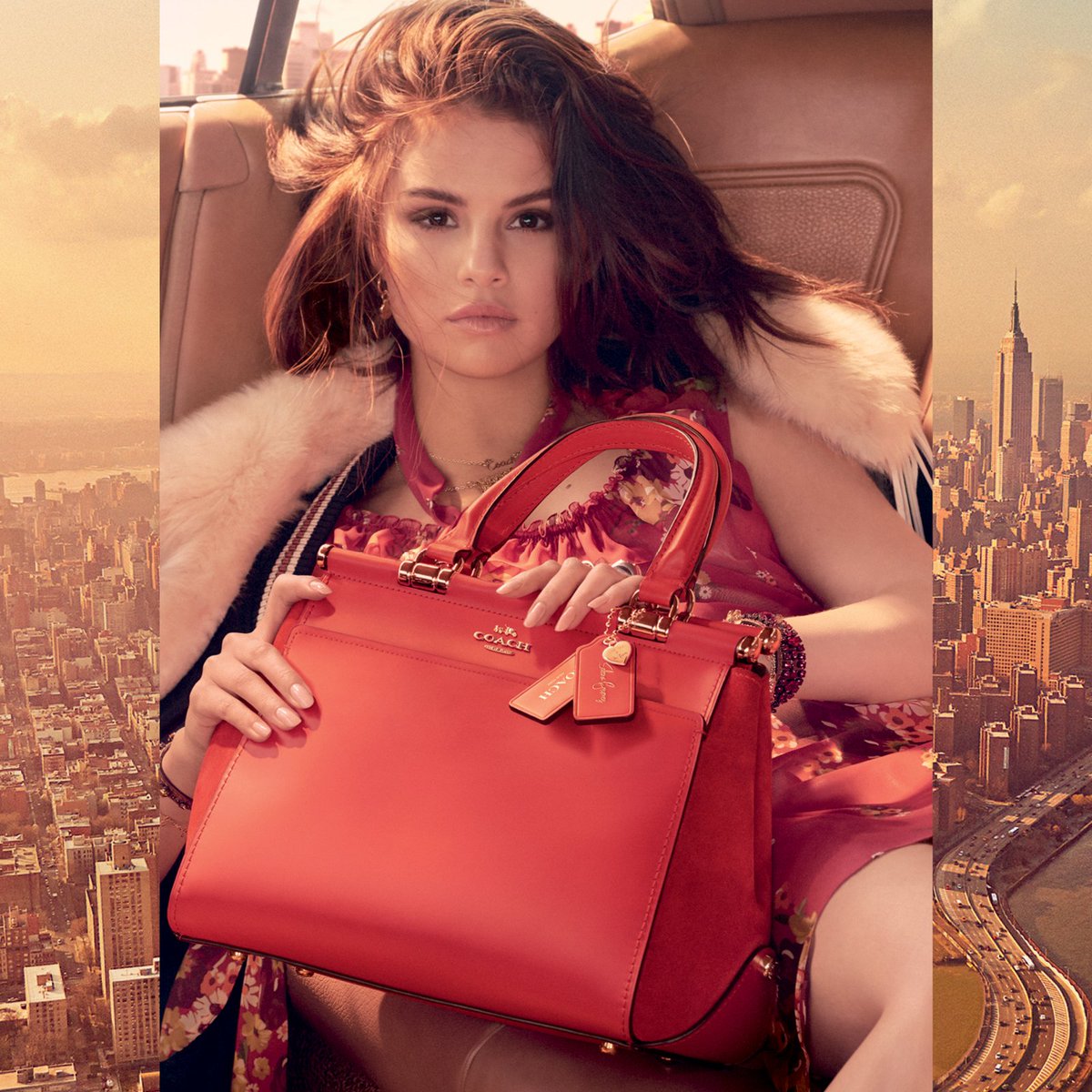 Coach's tweet photo. #SelenaGomez wears the Selena Grace bag in the #CoachFall2017 campaign. Photographed by Steven Meisel and styled by Karl Templer. 
#CoachNY https://t.co/byPKysPmyK