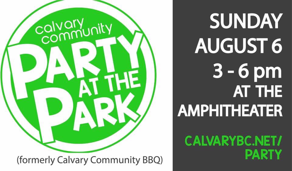 YourCalvary's tweet photo. No worship services this morning. Join us for the Party at the Park at the Amphitheater, 3-6 pm. Bring a friend. It's going to be awesome! https://t.co/C45fUoJjZi