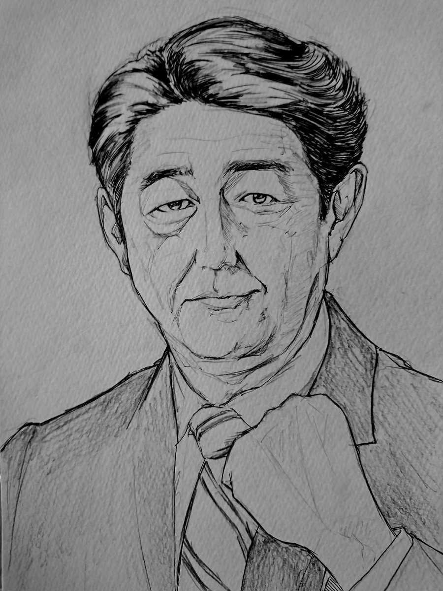 スーパードクターk A Twitter 内閣 安倍晋三 さん 総理 線画 ペン入れ アナログ絵 イラスト クロッキー 内閣の線画 ミリペンの 005 と シグノボールペンを 使いました