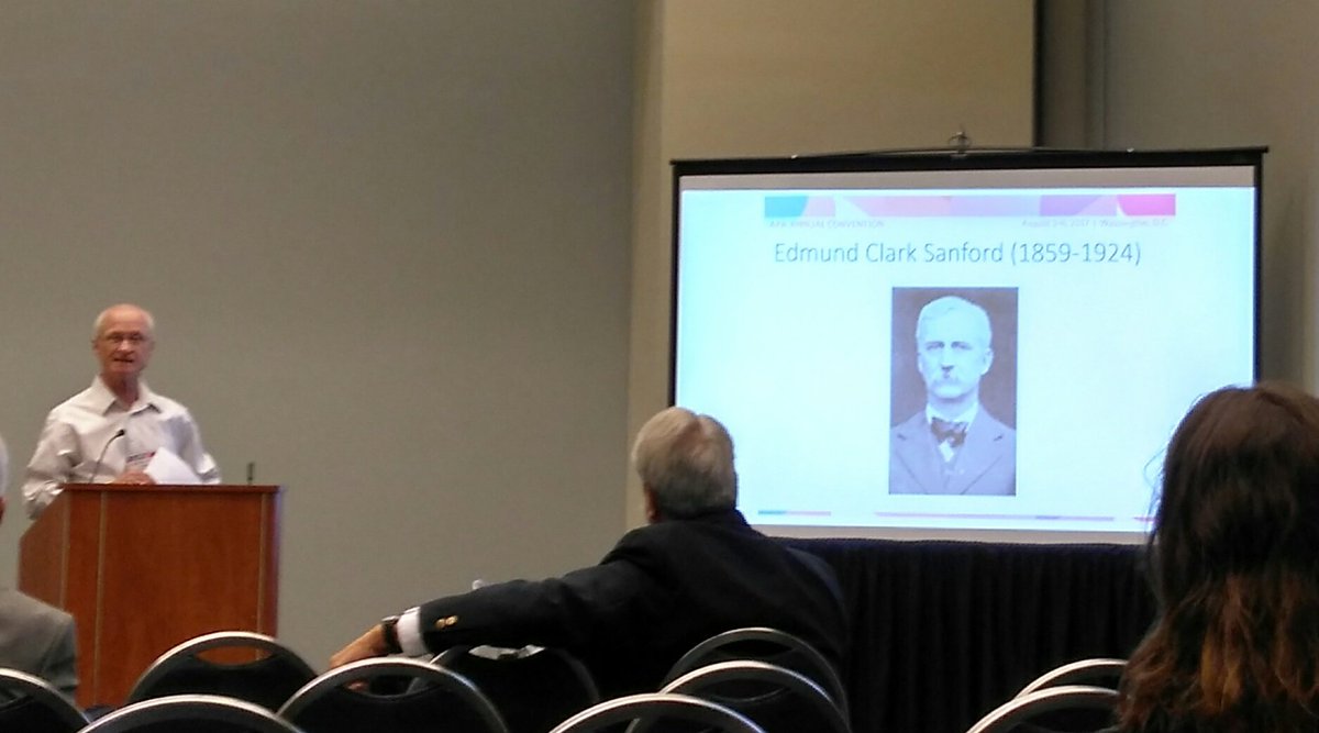 ElissaRodkey's tweet photo. Interesting @TeachPsych talk on EC Sanford. Looks like I need to check out his 1897 teaching demonstrations--timeless! #APA2017 #div26 #div2 https://t.co/6vY1UGGza3