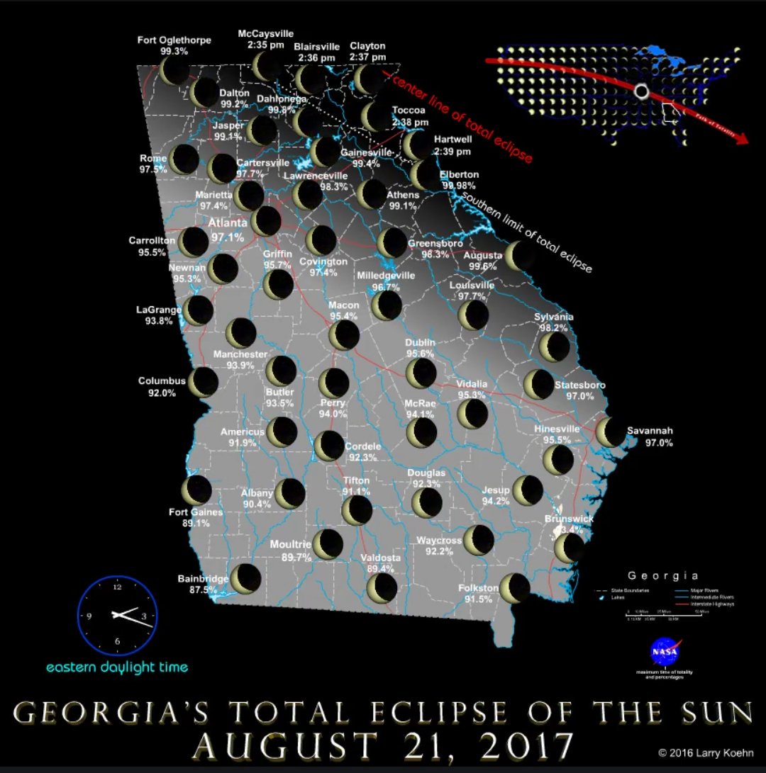 freySTEMlab's tweet image. 15 days away from the Eclipse! This is what it will look like across Georgia!! #Eclipse2017 #cobbscience