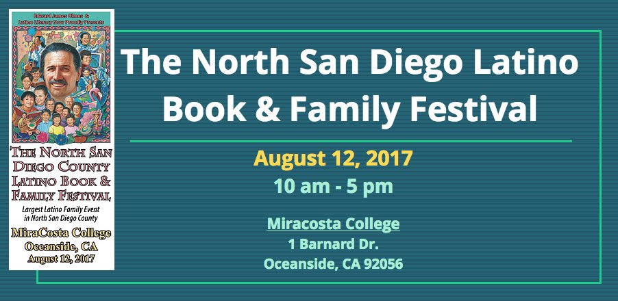 PTEvansAuthor's tweet photo. San Diego, we're coming to you! Catch us at the Latino Book &amp; Family festival Sunday August 12th at Mira Costa College. Booth 106! https://t.co/l18JF7EMwm