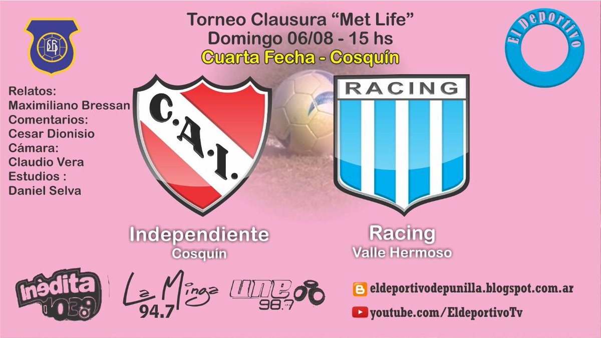 ElDeportivoPuni's tweet photo. Hoy estamos a partir de las 15 hs con Independiente vs. Racing por la radio. #LDFP #FutbolPunilla https://t.co/qoYJse1M8Z