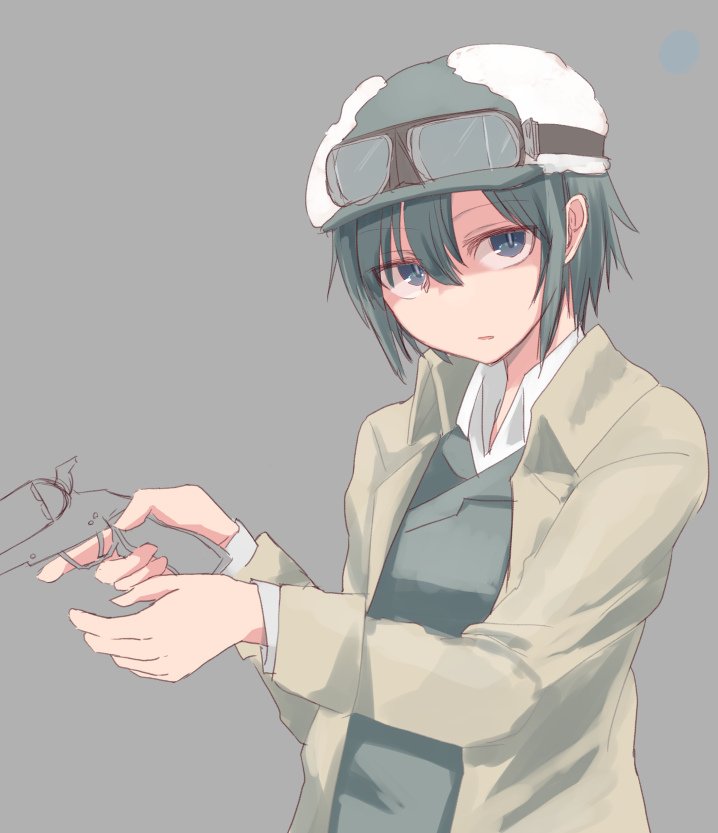 kino (kino no tabi) 1girl solo gun weapon short hair goggles hat  illustration images