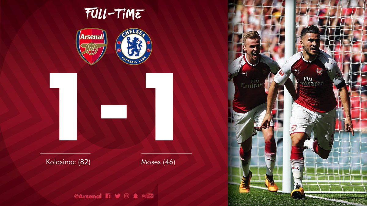 That’s all of normal time completed - the 2017 Community Shield will be decided by penalties 

#AFCvCFC